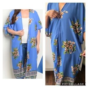 Curvy Plus Ice Blue Kimono/Dusters